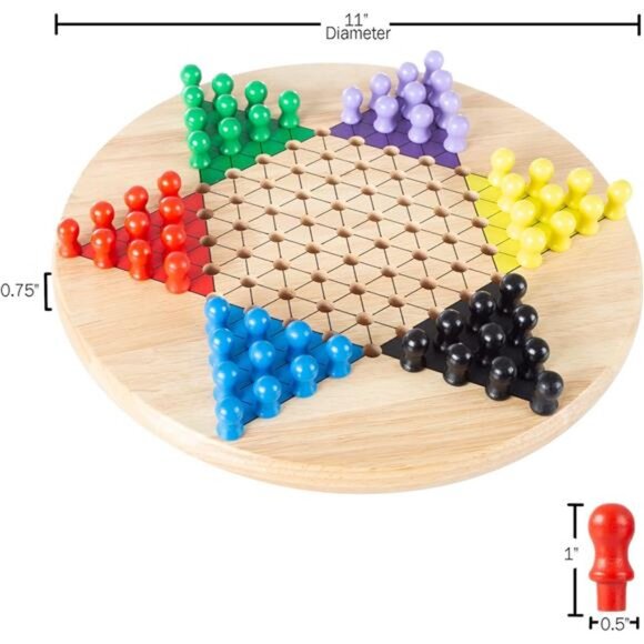 Chinese Checkers Game Se Wooden Board and Traditional Pegs, Game for Adults - Picture 2 of 7